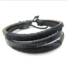 Pulseira Masculina De Couro E Titânio