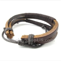 Pulseira Masculina De Couro E Titânio
