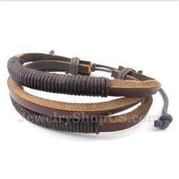 Pulseira Masculina De Couro E Titânio
