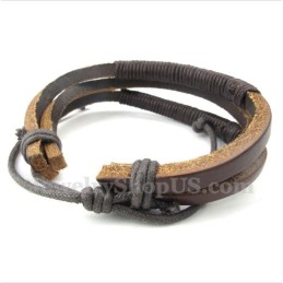Pulseira Masculina De Couro E Titânio