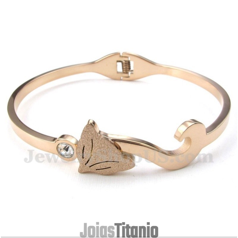 Pulseira Masculina De Titânio E Ouro Rosa Fox