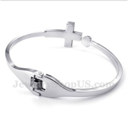 Pulseira Masculina De Titânio Com Cruz