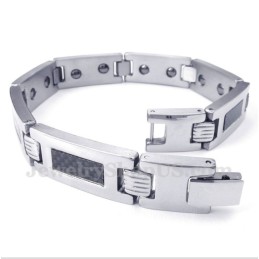Pulseira Magnética Masculina De Fibra De Carbono E Titânio