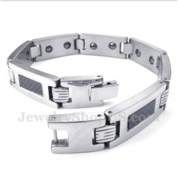 Pulseira Magnética Masculina De Fibra De Carbono E Titânio