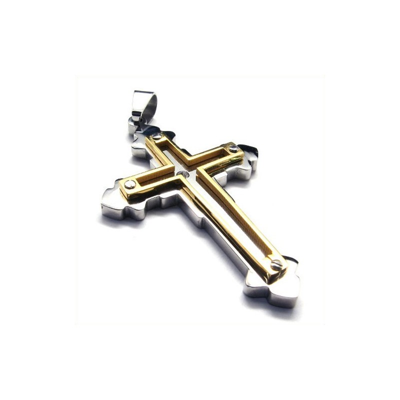 Colar Com Pingente De Cruz De Titânio Da Moda Para Homens (Dourado) Colar Com Pingente De Cruz De Titânio Da Moda Para Homens (Dourado)