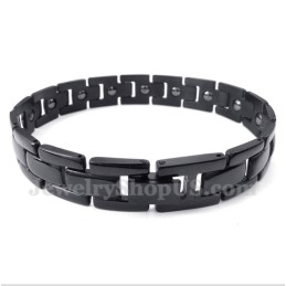 Pulseira Masculina De Titânio Magnético Preta