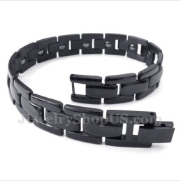 Pulseira Masculina De Titânio Magnético Preta