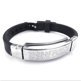 Pulseira Masculina De Titânio E Borracha Com Versículos Bíblicos