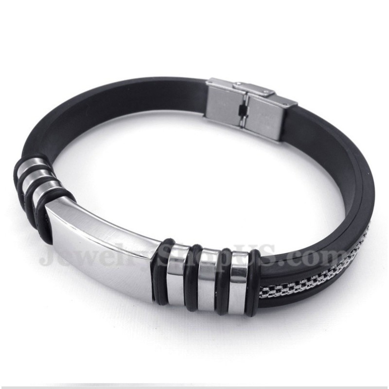 Pulseira Masculina De Borracha E Titânio Pulseira Masculina De Borracha E Titânio