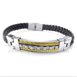 Pulseira Masculina De Couro De Titânio