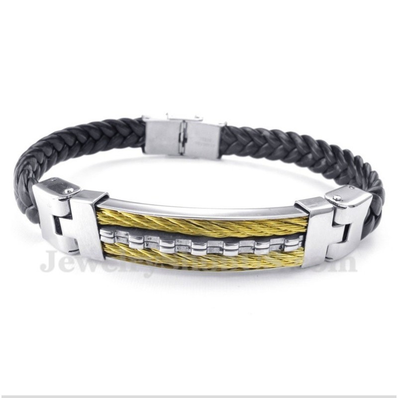 Pulseira Masculina De Couro De Titânio Pulseira Masculina De Couro De Titânio