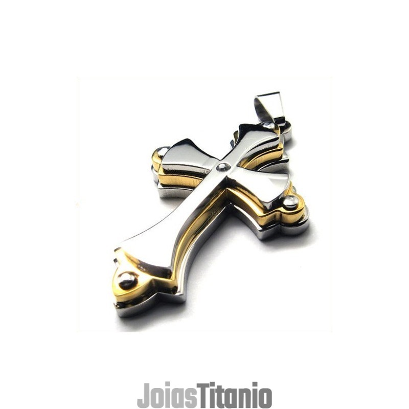 Pingente De Titânio There Layers Cross (Dourado) Pingente De Titânio There Layers Cross (Dourado)