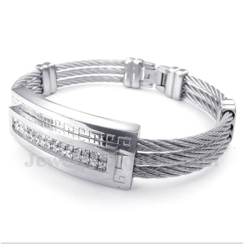 Pulseira Masculina De Titânio Com Cabo De Diamante Pulseira Masculina De Titânio Com Cabo De Diamante