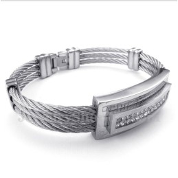 Pulseira Masculina De Titânio Com Cabo De Diamante
