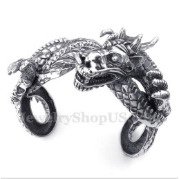 Pulseira Masculina De Titânio Fundido Com Dragão