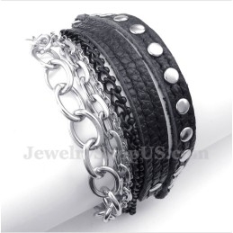 Pulseira Masculina De Couro De Titânio