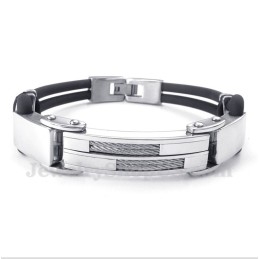 Pulseira De Couro Com Cabo De Titânio Masculina