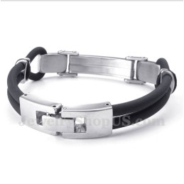 Pulseira De Couro Com Cabo De Titânio Masculina