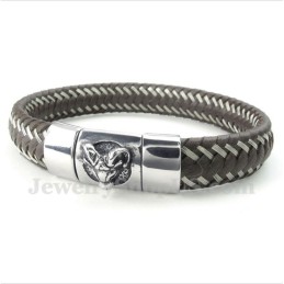 Pulseira Masculina De Couro E Titânio Aries