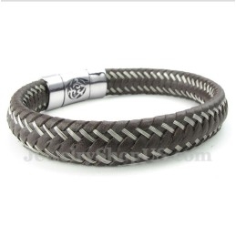 Pulseira Masculina De Couro E Titânio