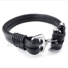 Pulseira De Âncora De Couro Masculina