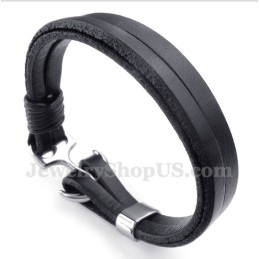 Pulseira De Âncora De Couro Masculina