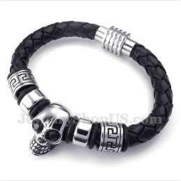 Pulseira Masculina De Couro E Titânio
