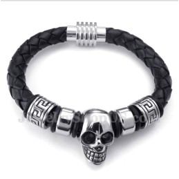 Pulseira Masculina De Couro E Titânio