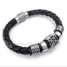 Pulseira Masculina De Couro E Titânio