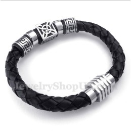 Pulseira Masculina De Couro E Titânio