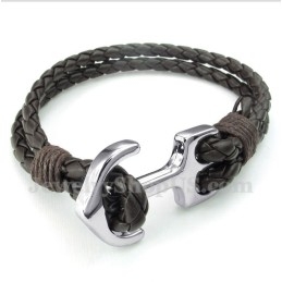 Pulseira De Âncora De Couro Masculina
