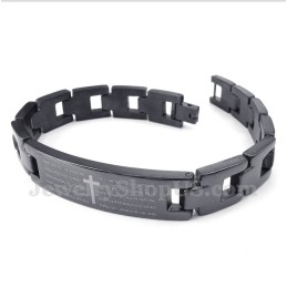 Pulseira Masculina De Titânio Com Versículo Bíblico Em Cruz