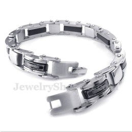 Pulseira Masculina De Titânio Preto Com Padrão Grego Meandro