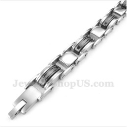 Pulseira Masculina De Titânio Preto Com Padrão Grego Meandro