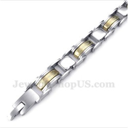 Pulseira Masculina De Titânio Dourado Com Padrão De Meandro Grego