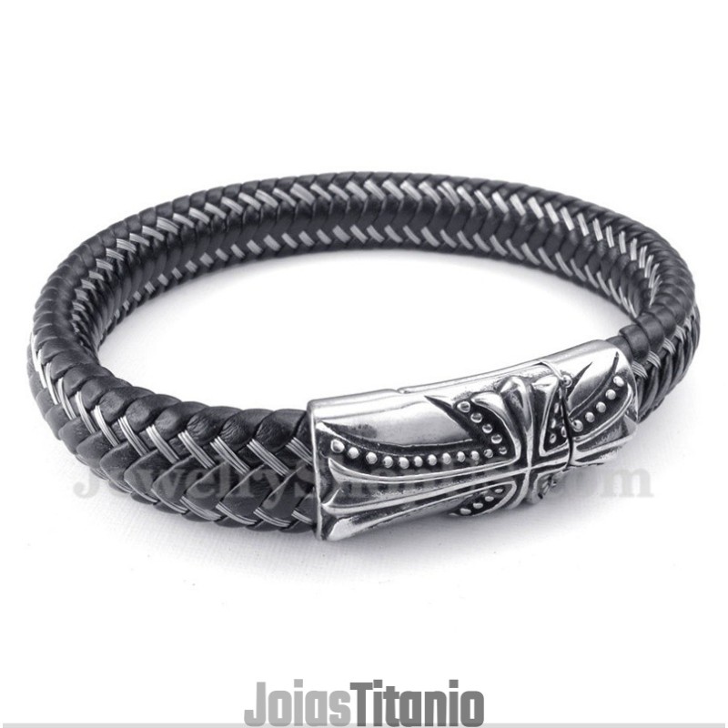 Pulseira Masculina De Titânio Fundido Com Cruz Pulseira Masculina De Titânio Fundido Com Cruz
