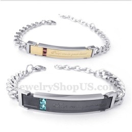 Pulseira De Casal Masculina De Titânio E Diamante Para Ela