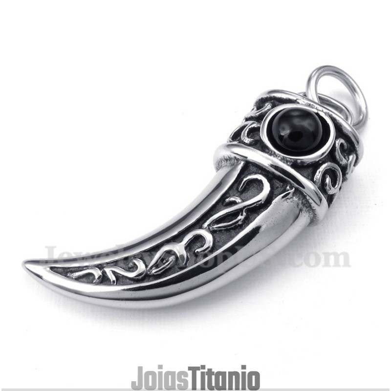 Pingente Masculino De Titânio Fundido Com Chifres De Zircônia Preta E Corrente Grátis Pingente Masculino De Titânio Fundido Com Chifres De Zircônia Preta E Corrente Grátis
