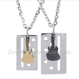 Pingente De Casal De Guitarra De Titânio Com Corrente Grátis (Um Par)