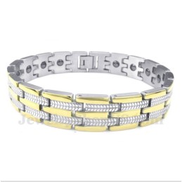 Pulseira Masculina De Ímã De Ouro E Titânio