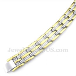 Pulseira Masculina De Ímã De Ouro E Titânio