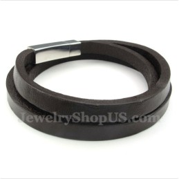 Pulseira Masculina De Couro De Titânio