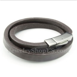Pulseira Masculina De Couro De Titânio