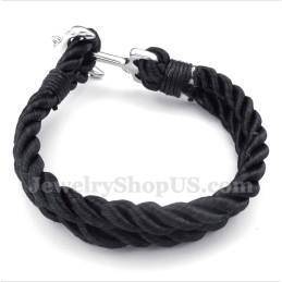 Pulseira Masculina De Corda De Algodão Com Âncora De Titânio
