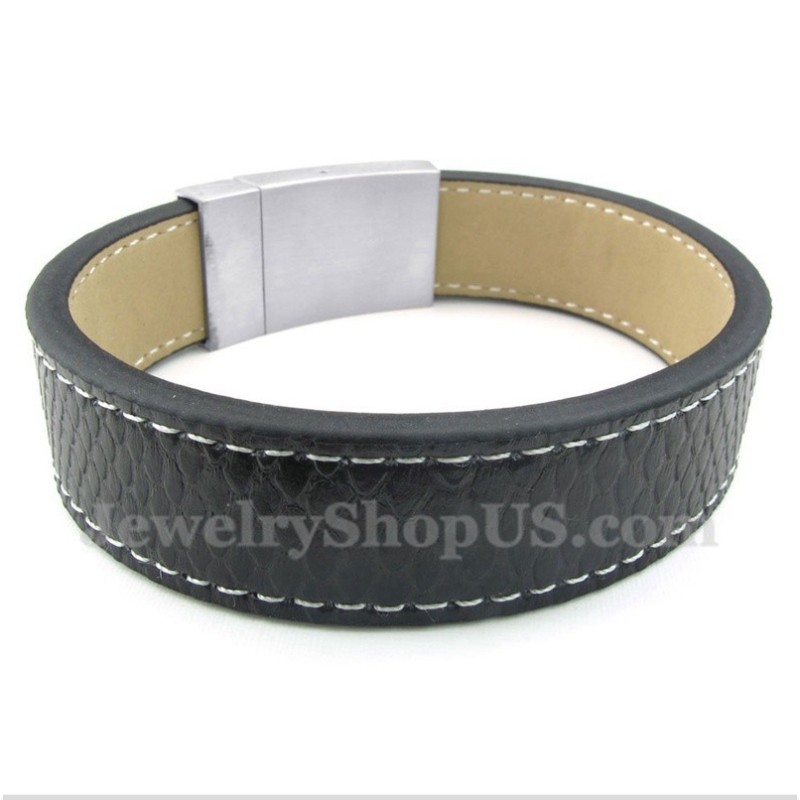 Pulseira Masculina De Couro De Titânio Pulseira Masculina De Couro De Titânio