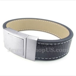 Pulseira Masculina De Couro De Titânio