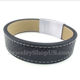 Pulseira Masculina De Couro De Titânio
