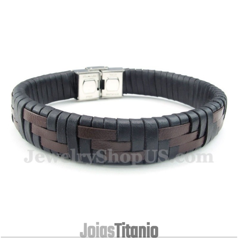 Pulseira Masculina De Couro De Titânio Pulseira Masculina De Couro De Titânio