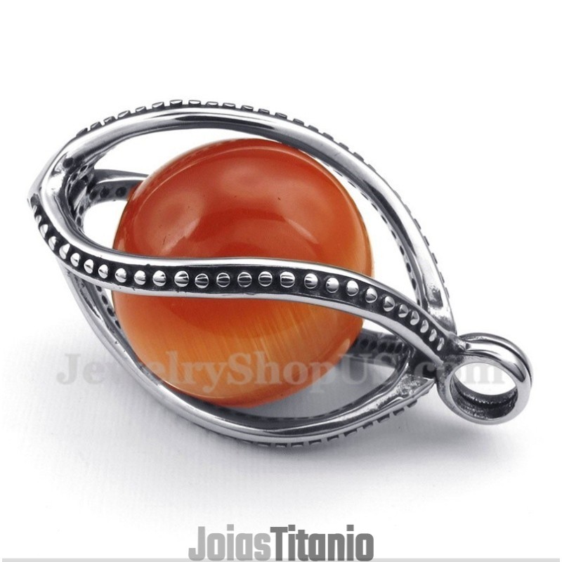 Pingente Masculino De Opala Vermelha De Titânio Com Corrente Grátis Pingente Masculino De Opala Vermelha De Titânio Com Corrente Grátis