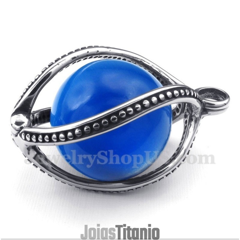 Pingente Masculino De Opala Azul De Titânio Com Corrente Grátis Pingente Masculino De Opala Azul De Titânio Com Corrente Grátis
